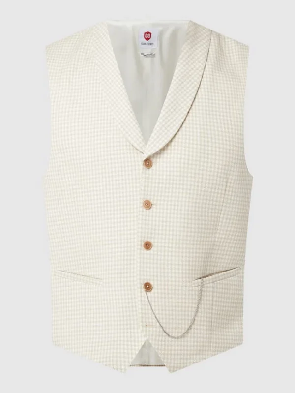 Coupon ? CG – Club Of Gents Slim Fit Weste Mit Leinen-Anteil Modell ‘Paddy’ – Beige ? 3