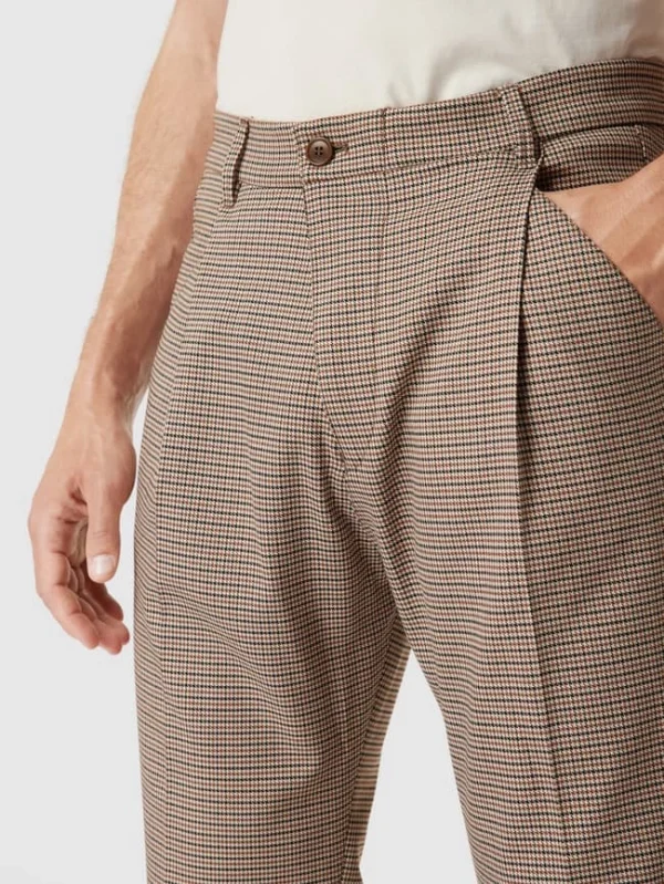 Neu ⌛ Drykorn Anzughose Mit Hahnentrittmuster Modell ‘JOAH’ – Camel ❤️ 4