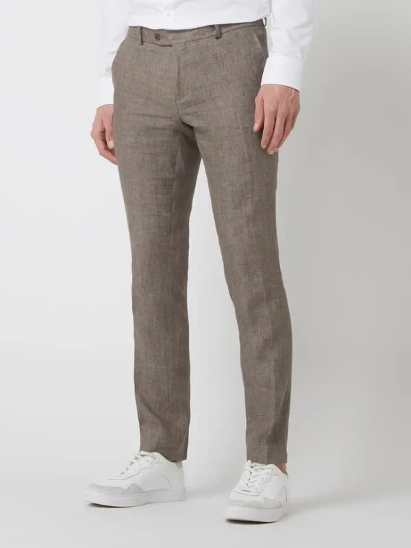 Budget ✨ Carl Gross Modern Fit Anzughose Aus Leinen Modell ‘Tomte’ – Mittelgrau ✔️ 5