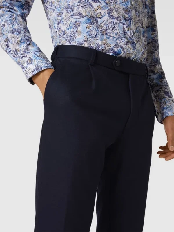 Budget ? Windsor Hose In Unifarbenem Design Modell ‘Floro’ – Marineblau ? 4