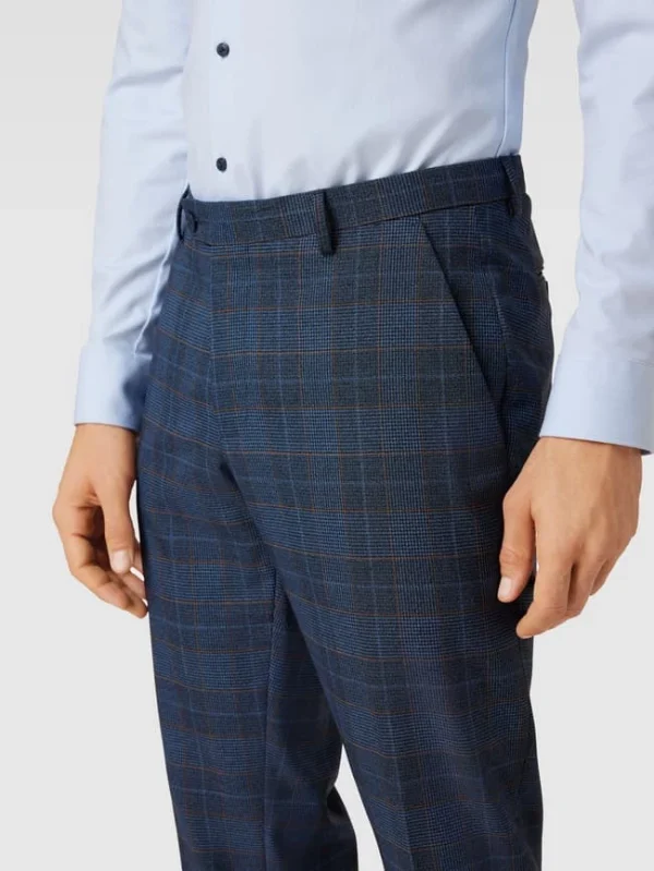 Budget ? MCNEAL Slim Fit Anzughose Mit Glencheck-Muster – Blau ? 4