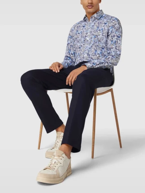 Budget ? Windsor Hose In Unifarbenem Design Modell ‘Floro’ – Marineblau ? 1