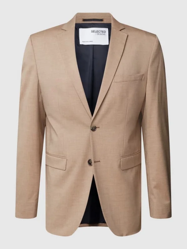 Schlussverkauf ? Selected Homme Slim Fit 2-Knopf-Sakko Mit Stretch-Anteil Modell ‘MYLOLOGAN’ – Beige Meliert ? 1