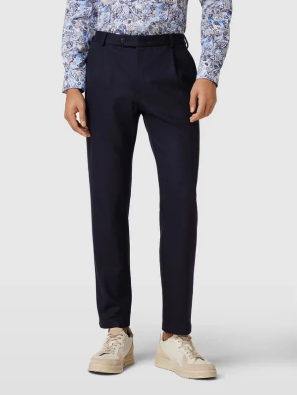 Budget ? Windsor Hose In Unifarbenem Design Modell ‘Floro’ – Marineblau ? 5