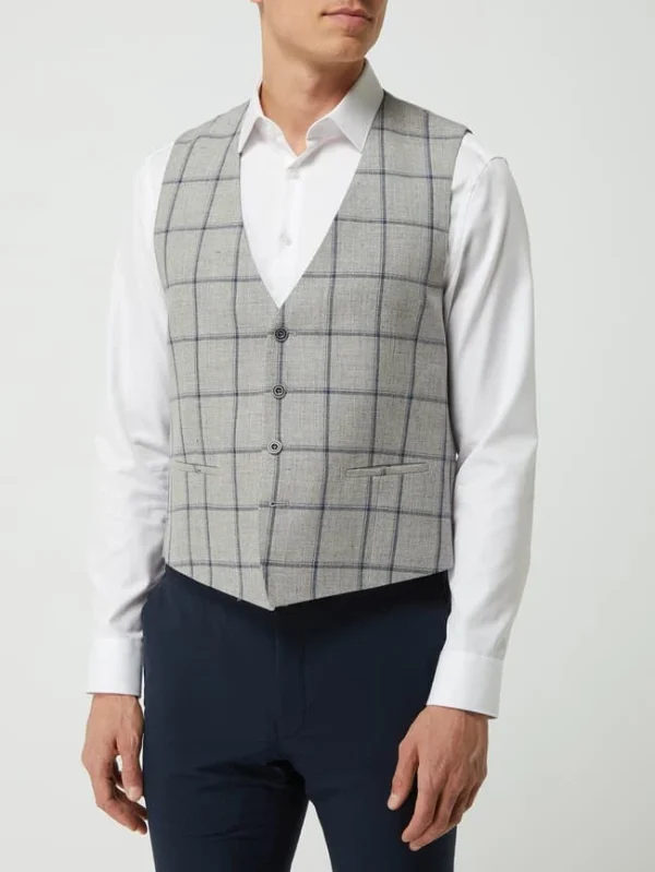 Am billigsten ? Atelier Torino Weste Aus Leinen-Schurwoll-Mix Modell ‘Panfilo’ – Hellgrau ? 5