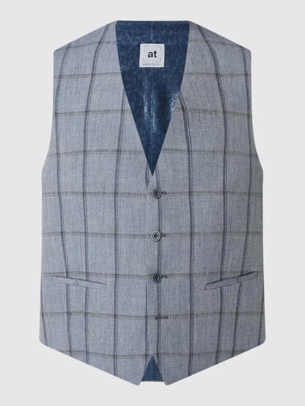 Beste Bewertungen von ? Atelier Torino Weste Aus Leinen-Schurwoll-Mix Modell ‘Panfilo’ – Bleu ⌛ 3
