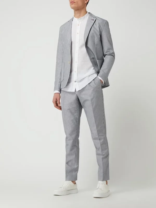 Neu ⌛ Tommy Hilfiger Slim Fit Anzughose Aus Seersucker – Marineblau ? 1