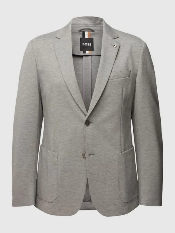 Budget ? BOSS Slim Fit 2-Knopf-Sakko In Melierter Optik Modell ‘Hanry’ – Hellgrau ? 3