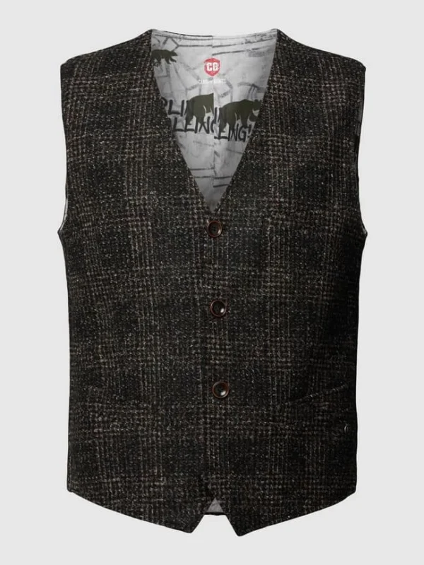 Großhandel ? CG – Club Of Gents Weste Mit Label-Detail Modell ‘Mosley’ – Dunkelbraun ? 3