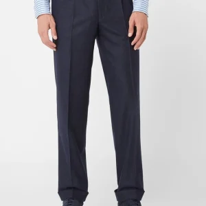 Billig ? Hiltl Anzughose Aus Schurwolle Modell ‘Milano’ – Marineblau Meliert ❤️ 13