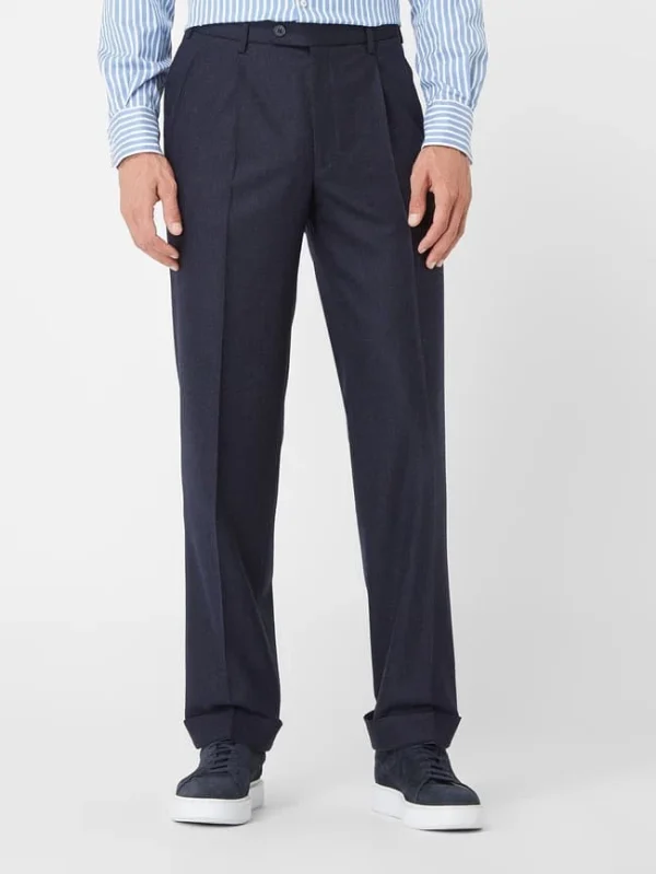 Billig ? Hiltl Anzughose Aus Schurwolle Modell ‘Milano’ – Marineblau Meliert ❤️ 5