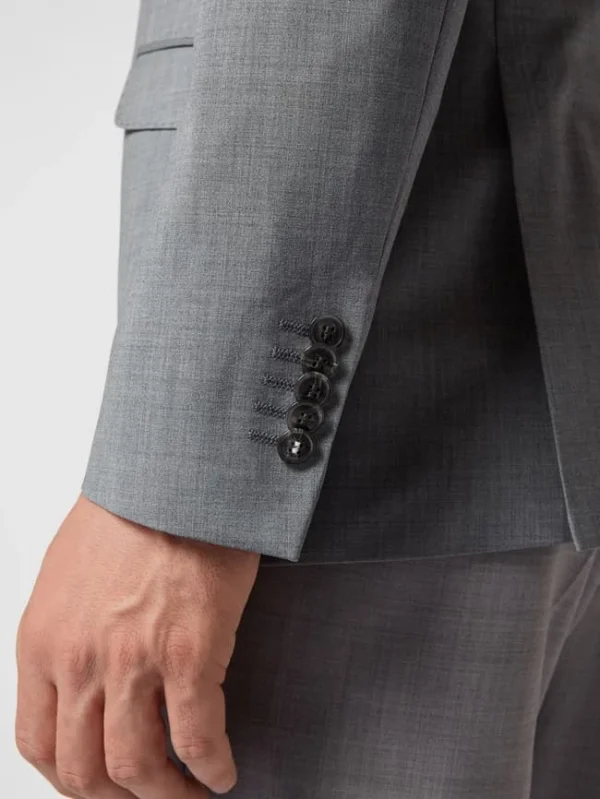 Brandneu ❤️ Strellson Slim Fit 2-Knopf-Sakko Mit Fallendem Revers ‘Flex Cross’ – Hellgrau ✔️ 4