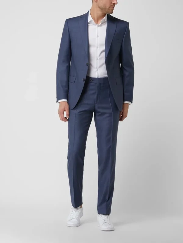 Bestes Angebot ? Carl Gross Modern Fit 2-Knopf-Sakko Aus Schurwolle Modell ‘Steven’ – Rauchblau ✔️ 1