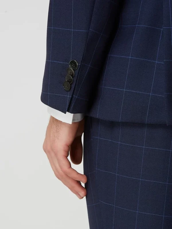Blitzangebot ? BOSS Slim Fit 2-Knopf-Sakko Aus Schurwolle Modell ‘Huge’ – Blau ? 4