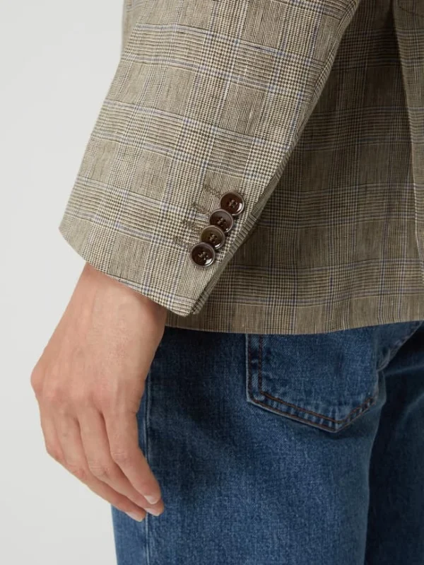 Coupon ? Carl Gross Modern Fit 2-Knopf-Sakko Aus Leinen Modell ‘Tebbo’ – Mittelbraun ? 8