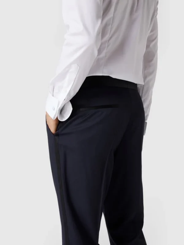 Auslauf ? BOSS Slim Fit Anzughose Mit Kontraststreifen – Marineblau ? 4