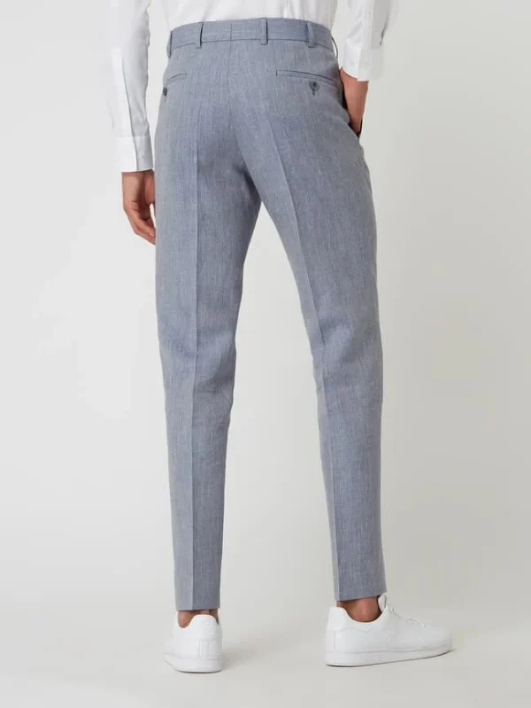Billig ? Atelier Torino Slim Fit Anzughose Aus Leinen-Schurwoll-Mix Modell ‘Cane’ – Bleu ? 6