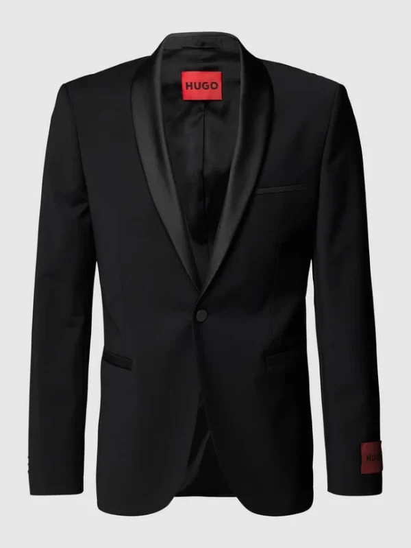 Auslauf ❤️ HUGO Slim Fit 1-Knopf-Sakko Mit Label-Stitching – Schwarz ✨ 3