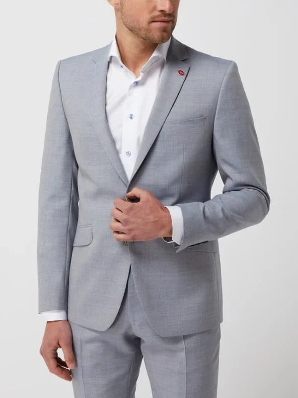 Auslauf ? DIGEL Slim Fit 2-Knopf-Sakko Aus Schurwolle Modell ‘Rod’ – Hellblau ? 5