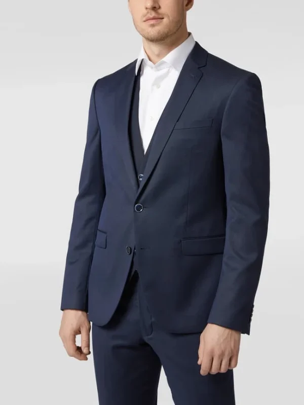 Am billigsten ? MCNEAL Slim Fit 2-Knopf-Sakko Mit Webmuster – Marineblau ? 5