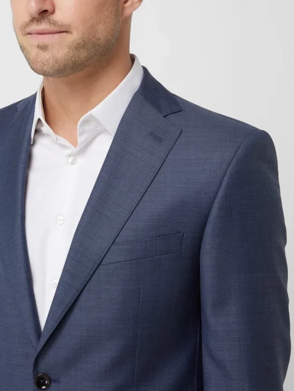 Bestes Angebot ? Carl Gross Modern Fit 2-Knopf-Sakko Aus Schurwolle Modell ‘Steven’ – Rauchblau ✔️ 4