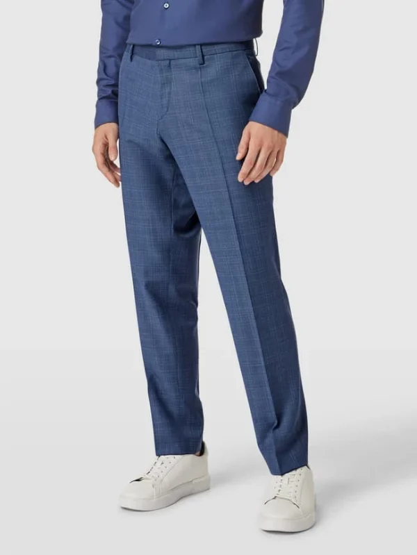 Auslauf ? BOSS Slim Fit Anzughose Mit Allover-Muster Modell ‘Genius’ – Blau ? 5
