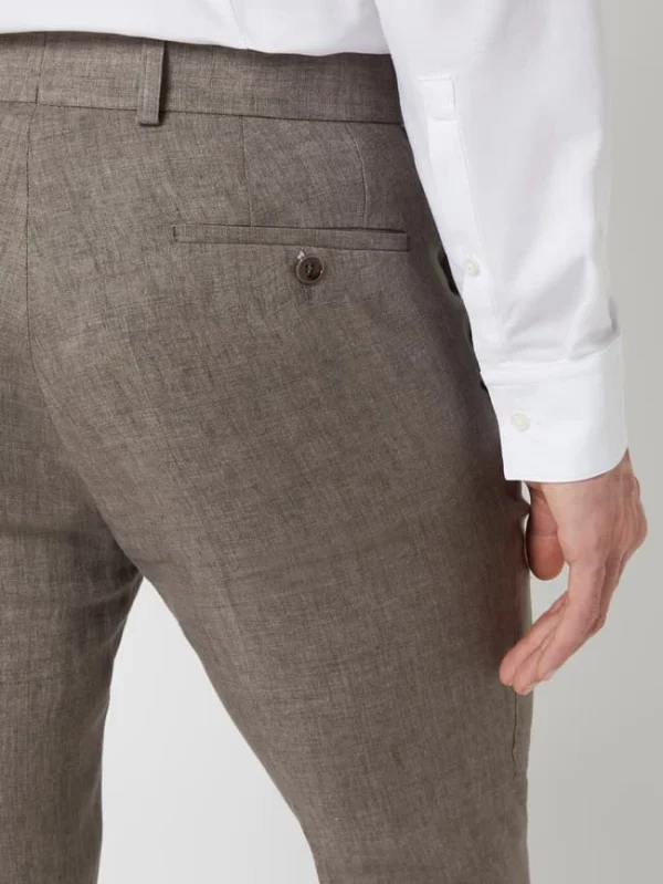Budget ✨ Carl Gross Modern Fit Anzughose Aus Leinen Modell ‘Tomte’ – Mittelgrau ✔️ 4