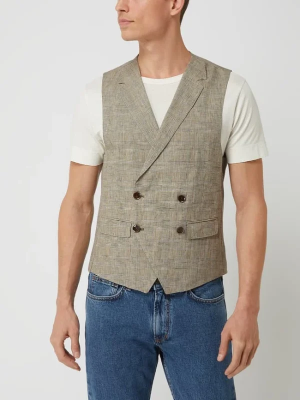 Beste Bewertungen von ? Carl Gross Modern Fit Weste Aus Leinen Modell ‘Farrington’ – Mittelbraun ? 5