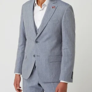 Blitzangebot ? Atelier Torino Slim Fit 2-Knopf-Sakko Aus Leinen-Schurwoll-Mix Modell ‘Tito’ – Bleu ? 14