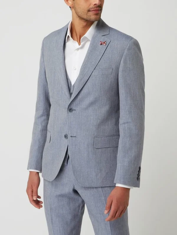 Blitzangebot ? Atelier Torino Slim Fit 2-Knopf-Sakko Aus Leinen-Schurwoll-Mix Modell ‘Tito’ – Bleu ? 5