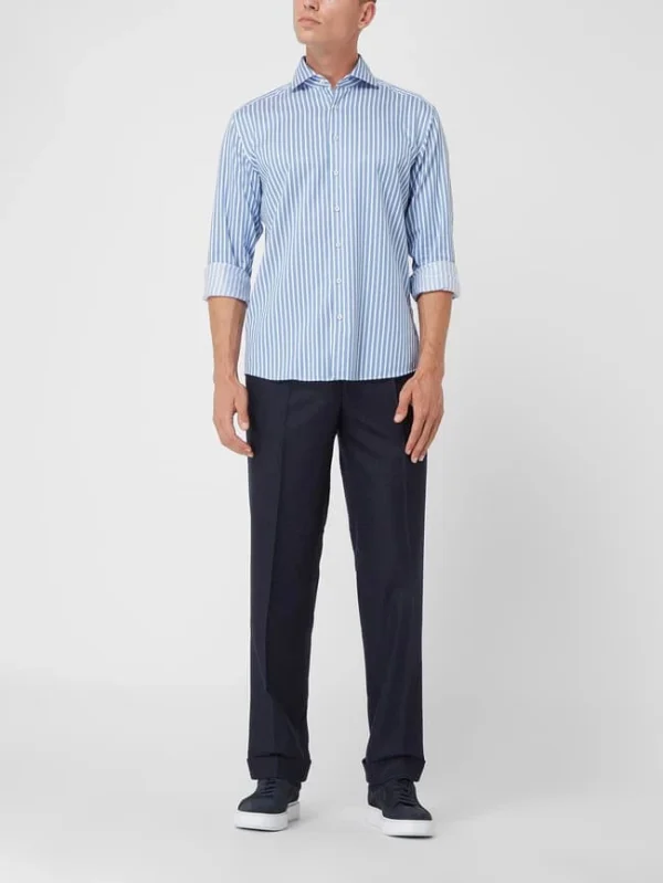 Billig ? Hiltl Anzughose Aus Schurwolle Modell ‘Milano’ – Marineblau Meliert ❤️ 1