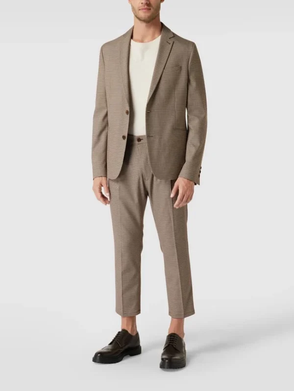 Neu ⌛ Drykorn Anzughose Mit Hahnentrittmuster Modell ‘JOAH’ – Camel ❤️ 1