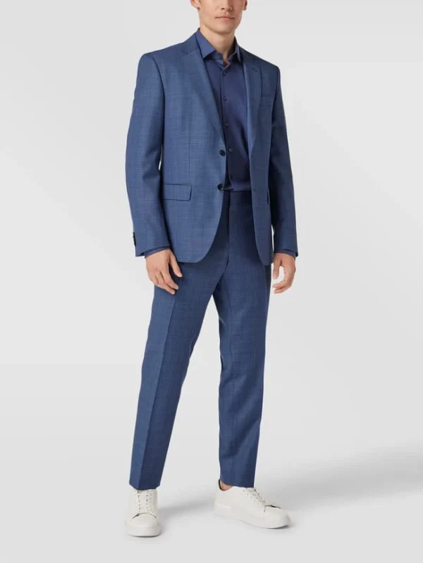 Auslauf ? BOSS Slim Fit Anzughose Mit Allover-Muster Modell ‘Genius’ – Blau ? 1