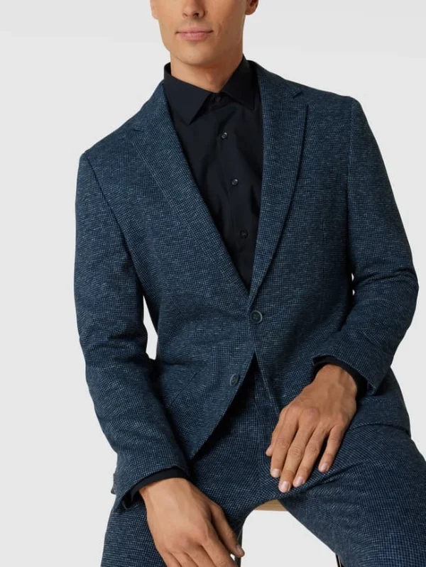Aktion ? MCNEAL Slim Fit 2-Knopf-Sakko Mit Hahnentrittmuster – Blau ⭐ 4