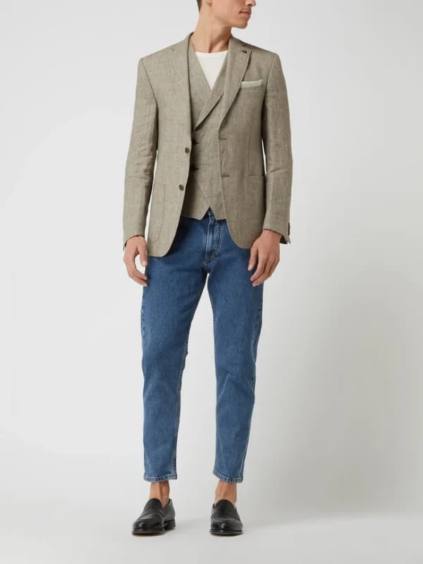 Coupon ? Carl Gross Modern Fit 2-Knopf-Sakko Aus Leinen Modell ‘Tebbo’ – Mittelbraun ? 1