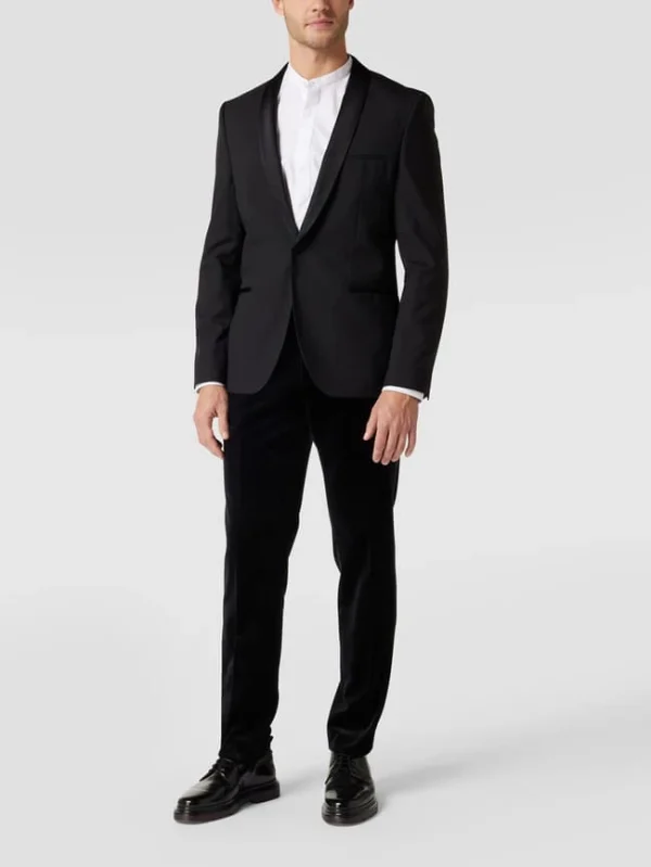 Coupon ? BOSS Slim Fit Anzughose Mit Kontrastbesatz – Schwarz ? 1