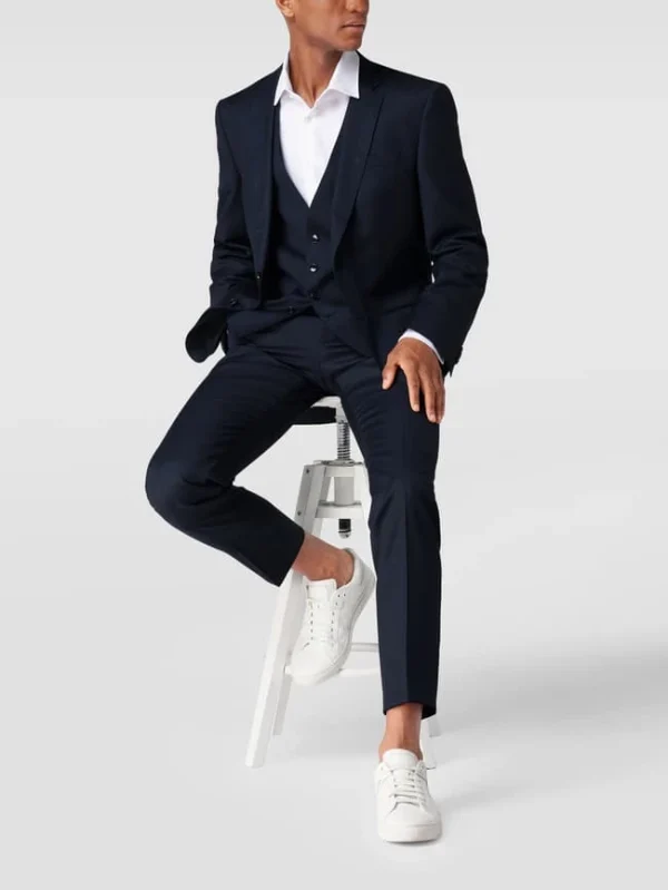 Auslauf ? BOSS Slim Fit Weste Aus Schurwolle – Marineblau ? 1