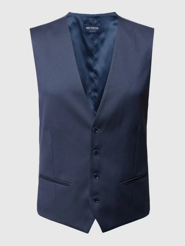 Blitzangebot ? MCNEAL Slim Fit Weste Mit Webmuster – Marineblau ✨ 3