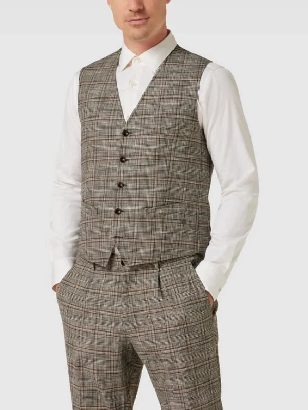 Bestpreis ? CG – Club Of Gents Weste Mit Karomuster Modell ‘Morley’ – Beige ? 5
