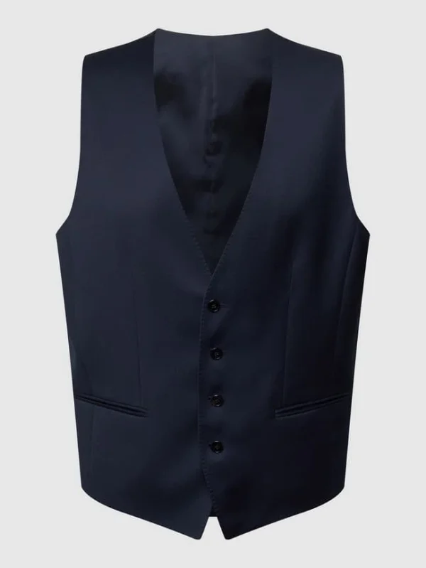 Auslauf ? BOSS Slim Fit Weste Aus Schurwolle – Marineblau ? 3
