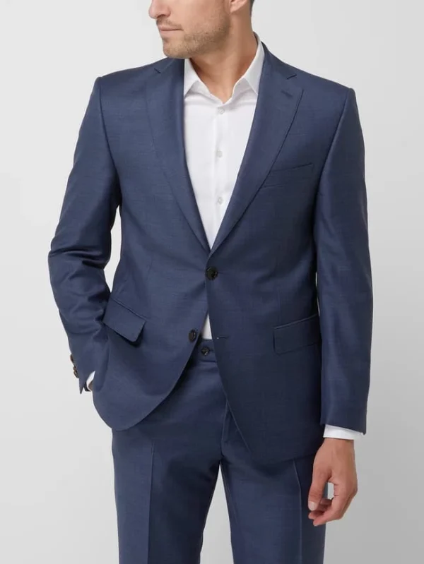 Bestes Angebot ? Carl Gross Modern Fit 2-Knopf-Sakko Aus Schurwolle Modell ‘Steven’ – Rauchblau ✔️ 5