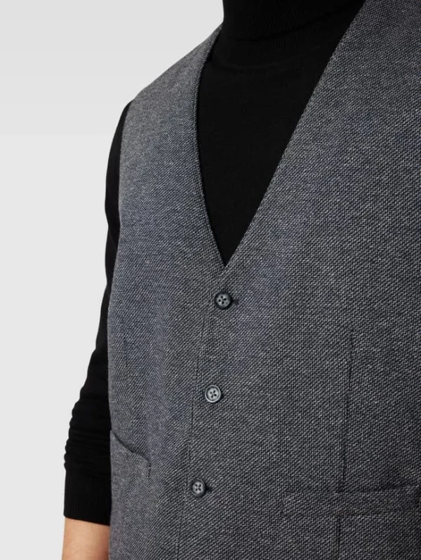 Billig ? Christian Berg Men Weste Mit Strukturmuster – Blau ❤️ 4