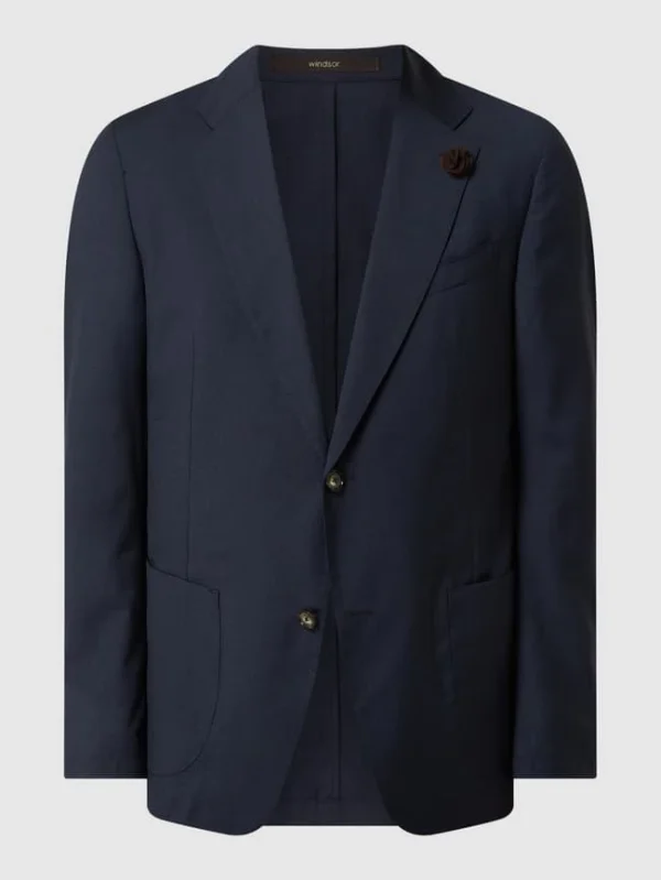 Bester Verkauf ⭐ Windsor Shaped Fit 2-Knopf-Sakko Aus Schurwolle Modell ‘Travel-W’ – Marineblau ? 3