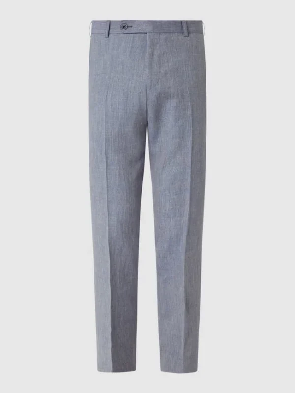 Billig ? Atelier Torino Slim Fit Anzughose Aus Leinen-Schurwoll-Mix Modell ‘Cane’ – Bleu ? 3
