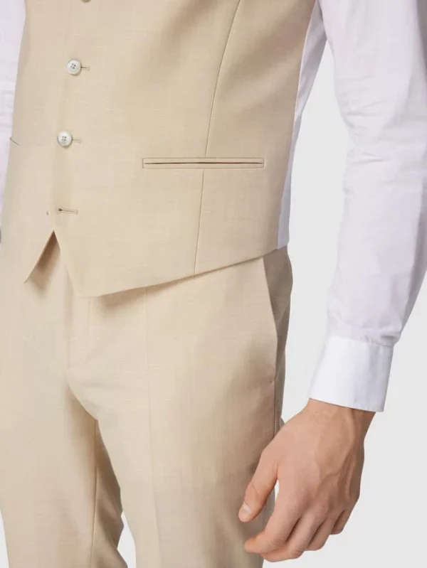 Rabatt ⌛ HUGO Anzugweste Mit Paspeltaschen – Beige ? 4