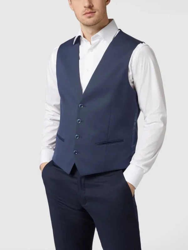 Blitzangebot ? MCNEAL Slim Fit Weste Mit Webmuster – Marineblau ✨ 5