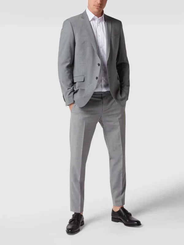 Brandneu ❤️ Strellson Slim Fit 2-Knopf-Sakko Mit Fallendem Revers ‘Flex Cross’ – Hellgrau ✔️ 1