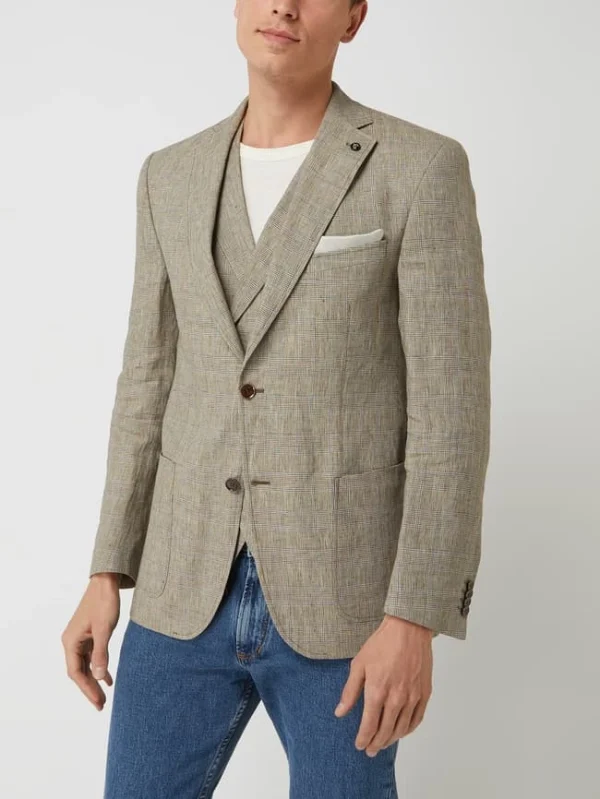 Coupon ? Carl Gross Modern Fit 2-Knopf-Sakko Aus Leinen Modell ‘Tebbo’ – Mittelbraun ? 5