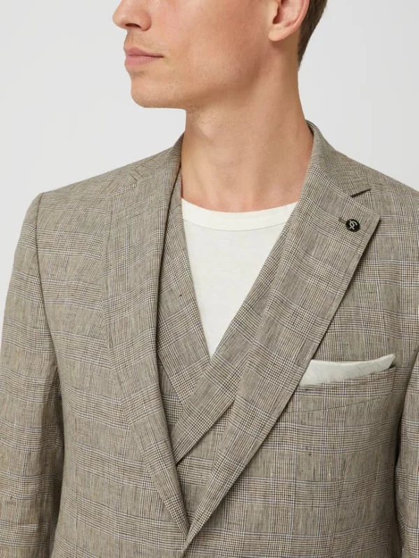 Coupon ? Carl Gross Modern Fit 2-Knopf-Sakko Aus Leinen Modell ‘Tebbo’ – Mittelbraun ? 4