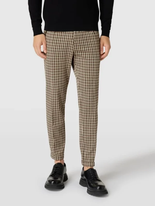 Großhandel ? Cinque Slim Fit Bundfaltenhose Mit Karomuster Modell ‘CiSand’ – Sand ✨ 5